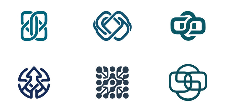 Geometric teal Celtic knot logo icon template in modern line art style with circular center