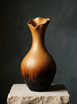 Elegant ceramic vase with textured surface and gradient glaze