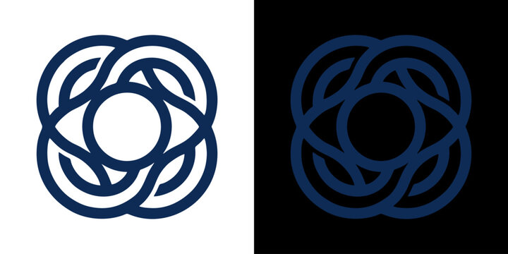 Minimalist Celtic knot vector ornament logo icon in dark blue
