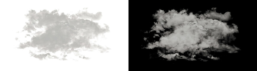 Fototapeta premium Cloud dark storm element with dense thunderous puff shape for dramatic weather replacement composites featuring PNG, Transparent and Black Background Versions assets