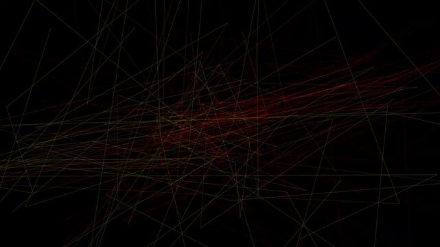 Abstract Geometric Animation Featuring Intersecting Lines Moving on a Solid Deep Dark Black Background