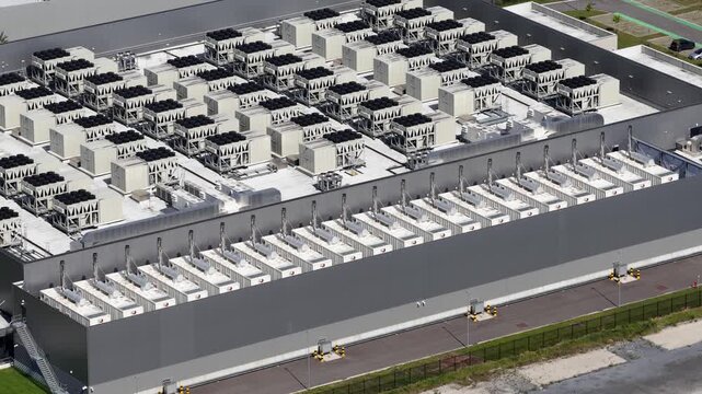 Hyperscale datacenter facility for cloud computing aerial view