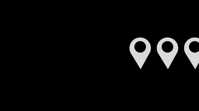 white Grid Pattern of Animated Map Location Pin Icons on Dark Background ,GPS Location Marker Pin Pattern Loop Motion Graphic Background