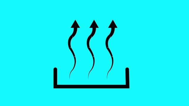 Animated Heat Up Arrows Line Icon Motion Graphic on cine Background Hot Air Flow and Evaporation Symbol Animation Isolated on black