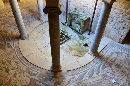 Piazza Armerina, Sicily 01.02.2020: octagonal central core of the Frigidarium
