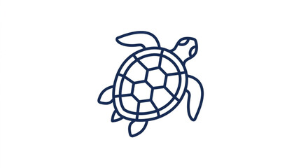 Simple Line Drawing of a Sea Turtle Swimming. © Azkal