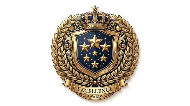 Golden Excellence Award Crest Emblem.
