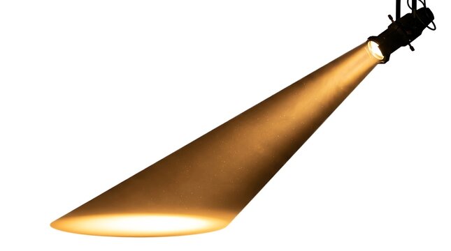 Modern gold metal cone shaped spotlight.