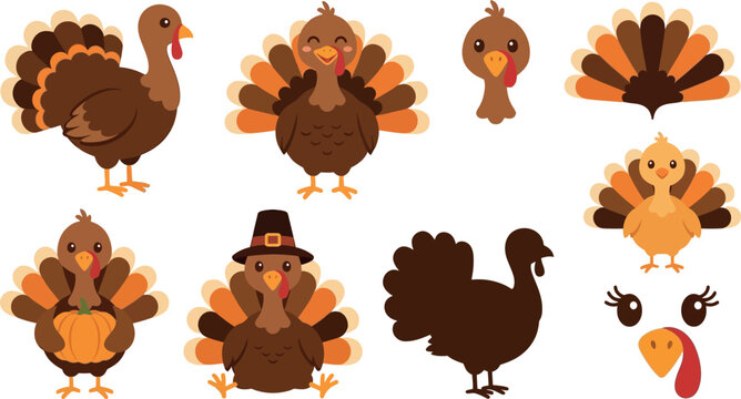 Charming turkey illustrations festive thanksgiving graphics for invitations crafts and seasonal designs