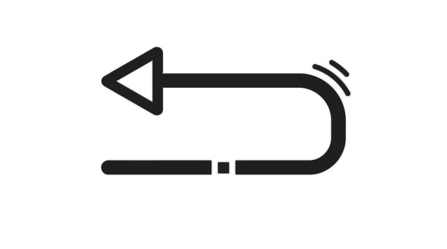 U-turn back arrow icon, return and undo navigation symbol isolated on transparent PNG