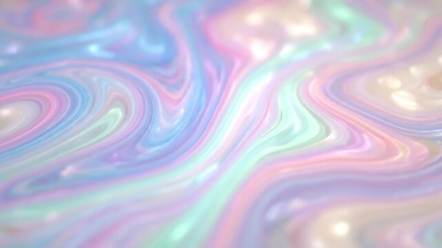 鮮やかなパステルカラーへと滑らかに溶け合い融合する発光流体マーブルの抽象背景アニメーション