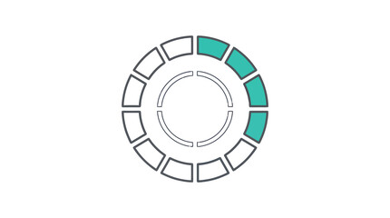 Naklejka premium Segmented circular loading progress ring icon, minimal spinner indicator isolated PNG