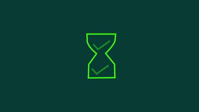 Animated hourglass line icon with check marks on sine background for task completion time management progress loading and schedule UI design