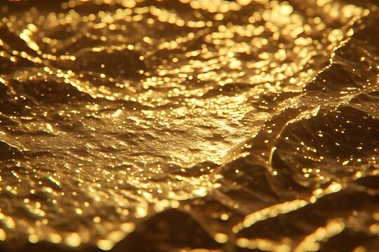 Golden Shimmering Water Surface in Warm Sunset Light