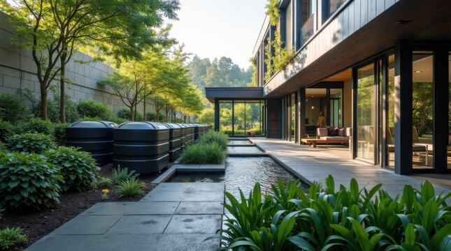 Sistema de recolecci&oacute;n de agua de lluvia integrado en la arquitectura comercial moderna