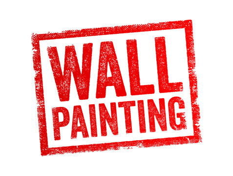 WALL PAINTING text in a distressed vintage rubber stamp style. Useful for construction services, home renovation, interior design projects, professional painting companies, and DIY building guides.