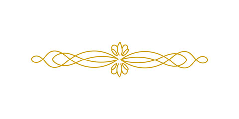 Elegant gold vintage calligraphic divider, decorative flourish element for wedding invitations and greeting cards, ornate border design isolated on transparent background © TawfikStock