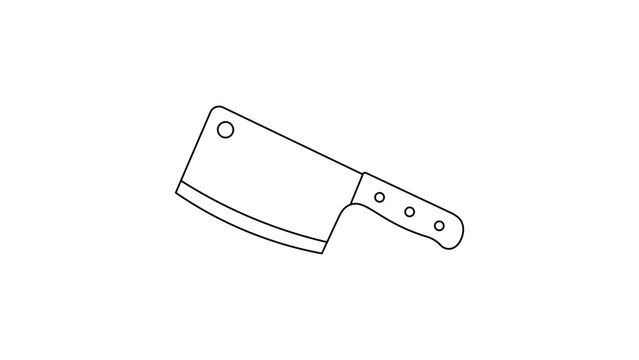 Minimalist meat cleaver vector icon with editable stroke on white background. Professional butcher knife illustration for culinary design, kitchen tools, and cooking projects, scalable outline.