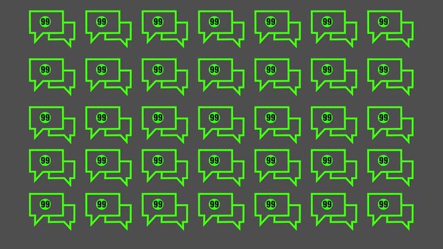 green Grid Pattern of Animated Unread Speech Bubble Notification Icons