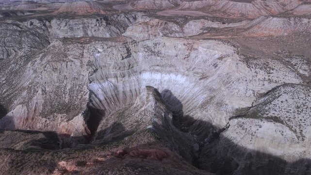 Aerial view of the landscape and surroundings of the Barranco del Gran Ca&ntilde;&oacute;n Blanco in the village of Remolinos in the Ribera Alta del Ebro region, province of Zaragoza, Aragon, Spain, Europe