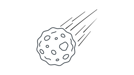 Meteorite falling from space with editable stroke. This vector icon or illustration features a hand-drawn minimalist outline of a celestial rock, perfect for customizable science designs. © Adnan