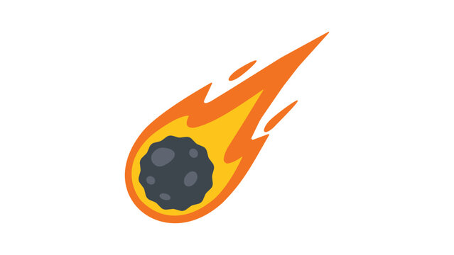 Dynamic falling meteor vector icon in a clean minimalist style. This hand-drawn illustration depicts a celestial object entering the atmosphere as a scalable outline for space and science themes.