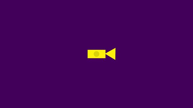 Animated video camera recording icon with REC dot symbol on pink background for movie production filmmaking web design and video streaming 