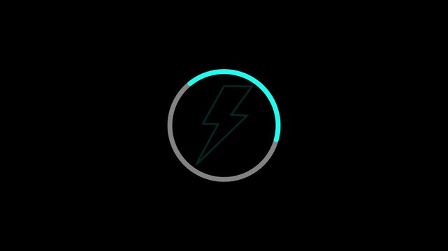 cine Animated neon lightning bolt icon with circular loading progress bar