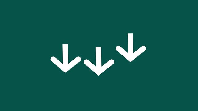 Animated Downward Arrows Sequence Line Icon on Dark sine Background Download Indicator and Price Drop Bouncing Arrows Motion Graphic