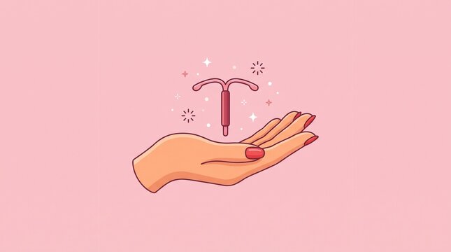 Gynecology: Hand presents intrauterine device as clean modern contraception concept
