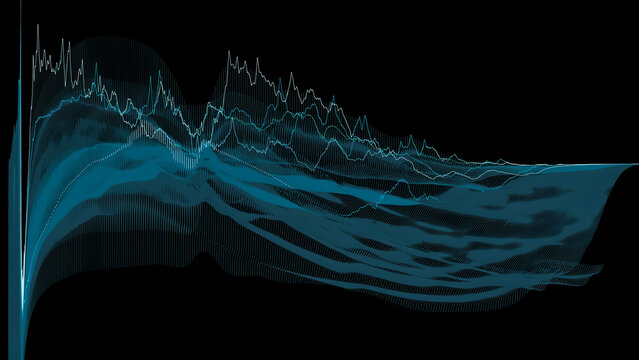 Transparent blue data waves abstract technology background