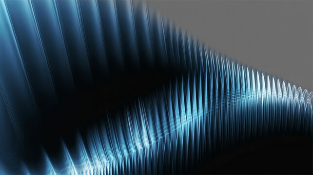 Dark blue ribbed wave tunnel abstract background