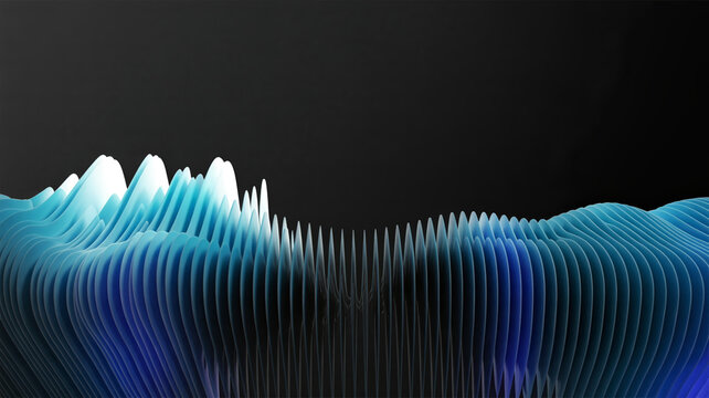 Cyan digital waveform landscape on black background