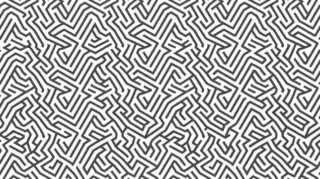 Abstract geometric maze pattern with interconnected lines in a seamless monochrome vector illustration for modern design backgrounds