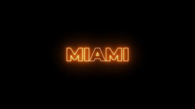 Animated glowing flickering neon inscription miami. neon miami text animation.4k motion graphics video animation