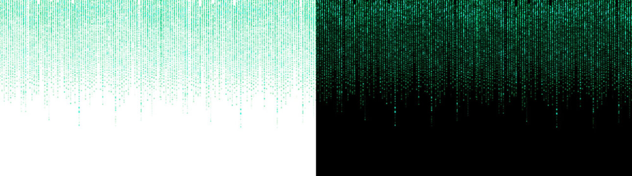 Cyan digital matrix rain overlay with glowing vertical data streams and realistic cascading light particles for technology designs including PNG, Transparent and Black Background Versions