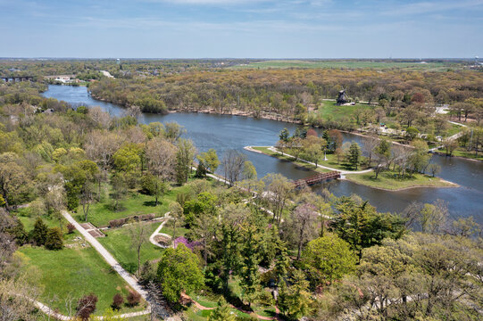Fox River and Windmill with Island Aerial
