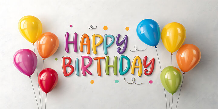 Happy birthday multicolored balloon greeting card with birthday