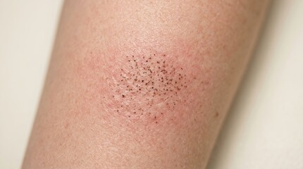 Fototapeta premium Macro close up of skin with dark clogged pores or strawberry legs condition