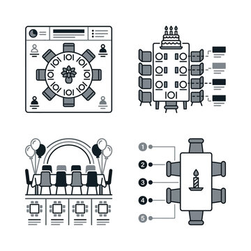 Business Meeting, Party, and Event Planning Icons