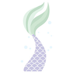 Cute mermaid tail with fish scales and bubbles whimsical ocean vector © Lily Angel Studio