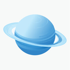 Fototapeta premium Light blue isometric planet with thin rings.