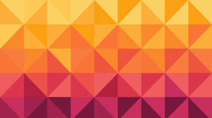 Obraz premium Warm sunset low poly triangle grid vector background with golden orange coral magenta facets, seamless geometric mosaic pattern for banners, covers, branding, headers, posters, modern abstract design