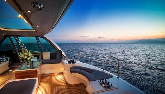 luxury yacht interior at dusk