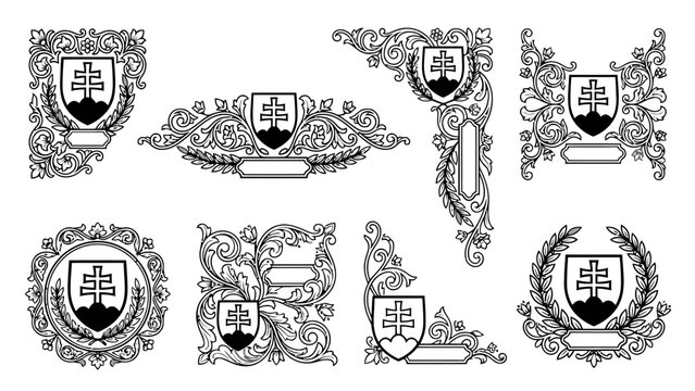 Floral corner decorative elements with Slovak coat of arms