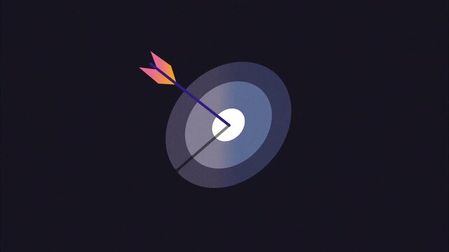 2D Animated Arrow Hitting Target Center Business Goal Accomplishment Motion Graphics Loop for Sales Strategy Performance Explainer Videos Ads