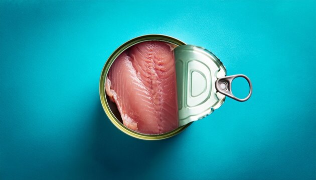 concept of fresh tuna turning into canned fish minimal composition