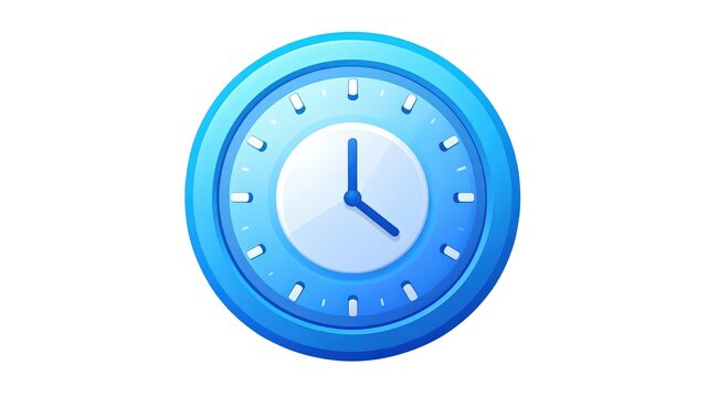 Glossy Minimal Timer Icon displaying a 3D Blue Circular Wall Clock Vector Graphic for Time Management Concepts