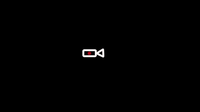 Live streaming video camera icon animation.
Live streaming video camera icon animation with blinking red recording light and text display
