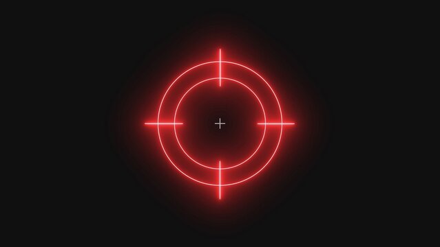 Glowing red crosshair target scope icon for aiming and shooting games isolated on dark background